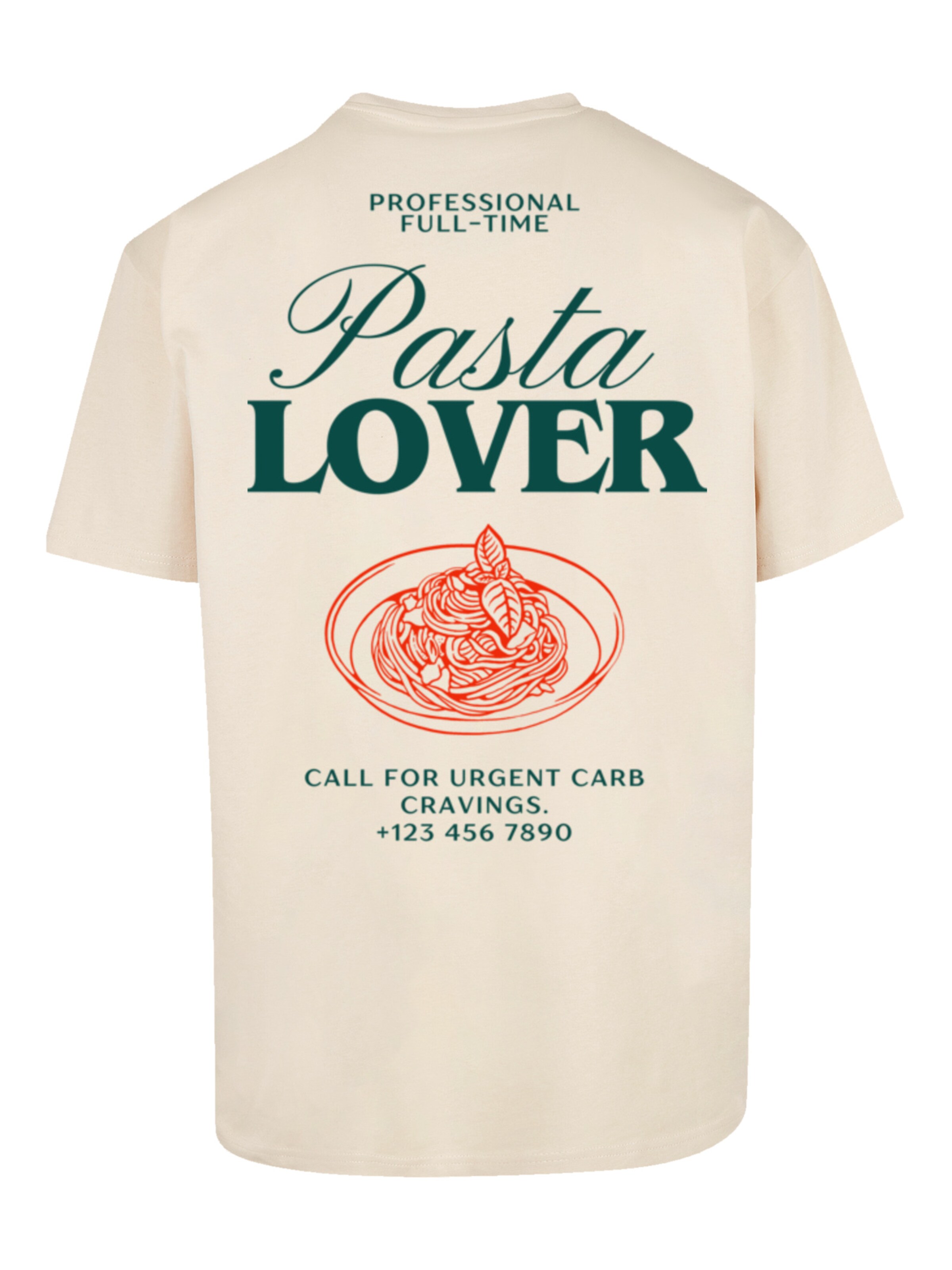 T-Shirt 'Pasta Lover' F4NT4STIC en beige