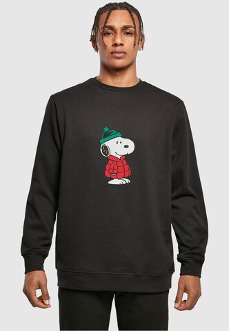 Merchcode Sweatshirt 'Peanuts Snoopy Dressed Up' in Zwart: voorkant