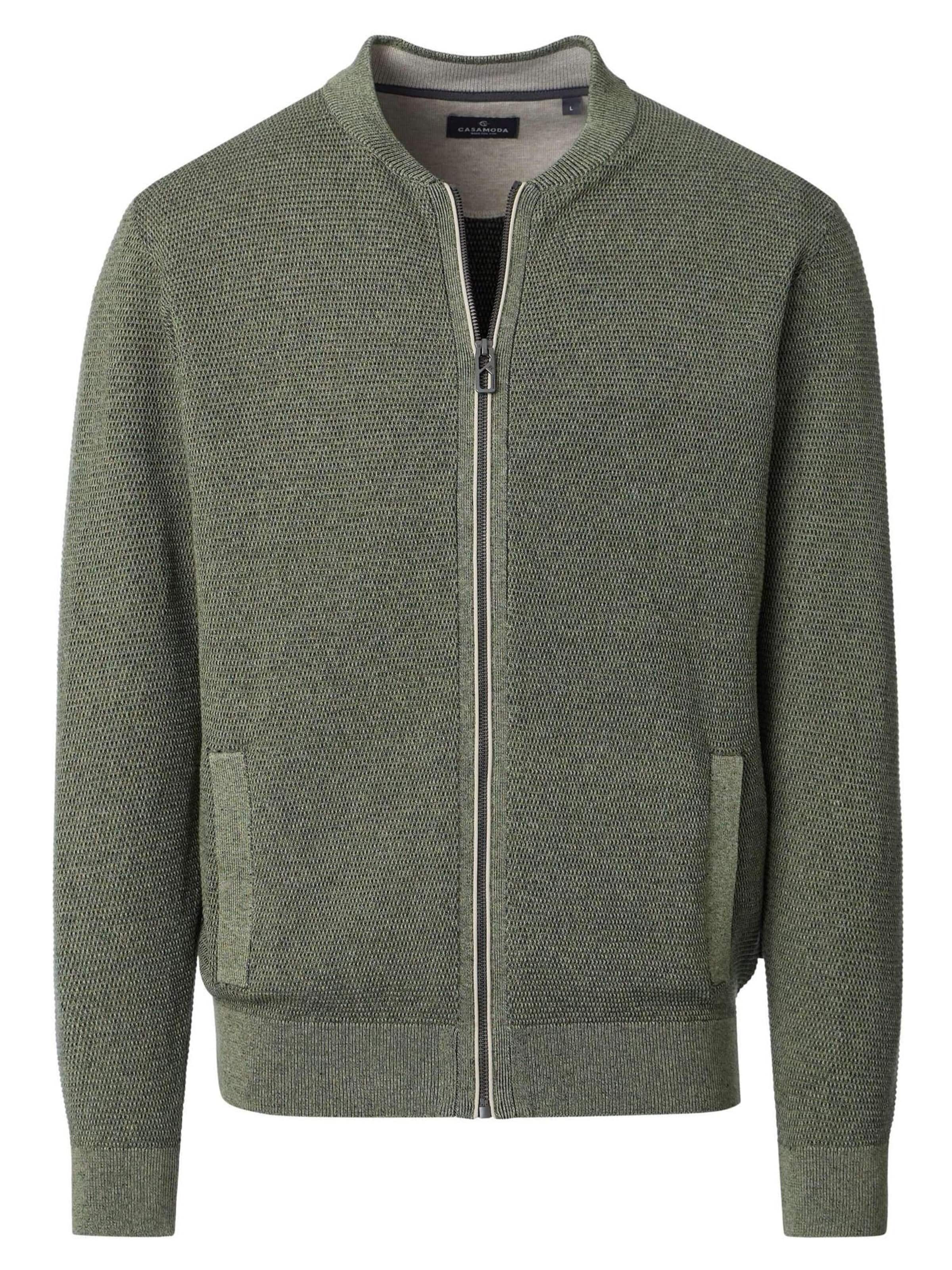 CASAMODA Gebreid vest 'Basic' in Groen: voorkant