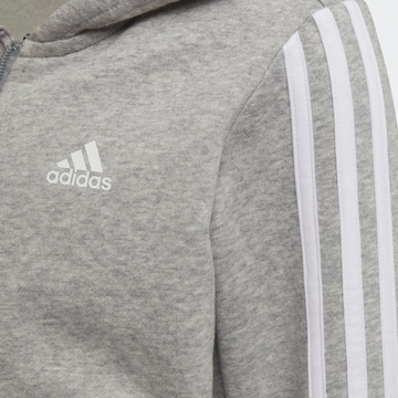 ADIDAS SPORTSWEAR Athletic Zip-Up Hoodie 'Essentials 3-Stripes Zip ' in Grey