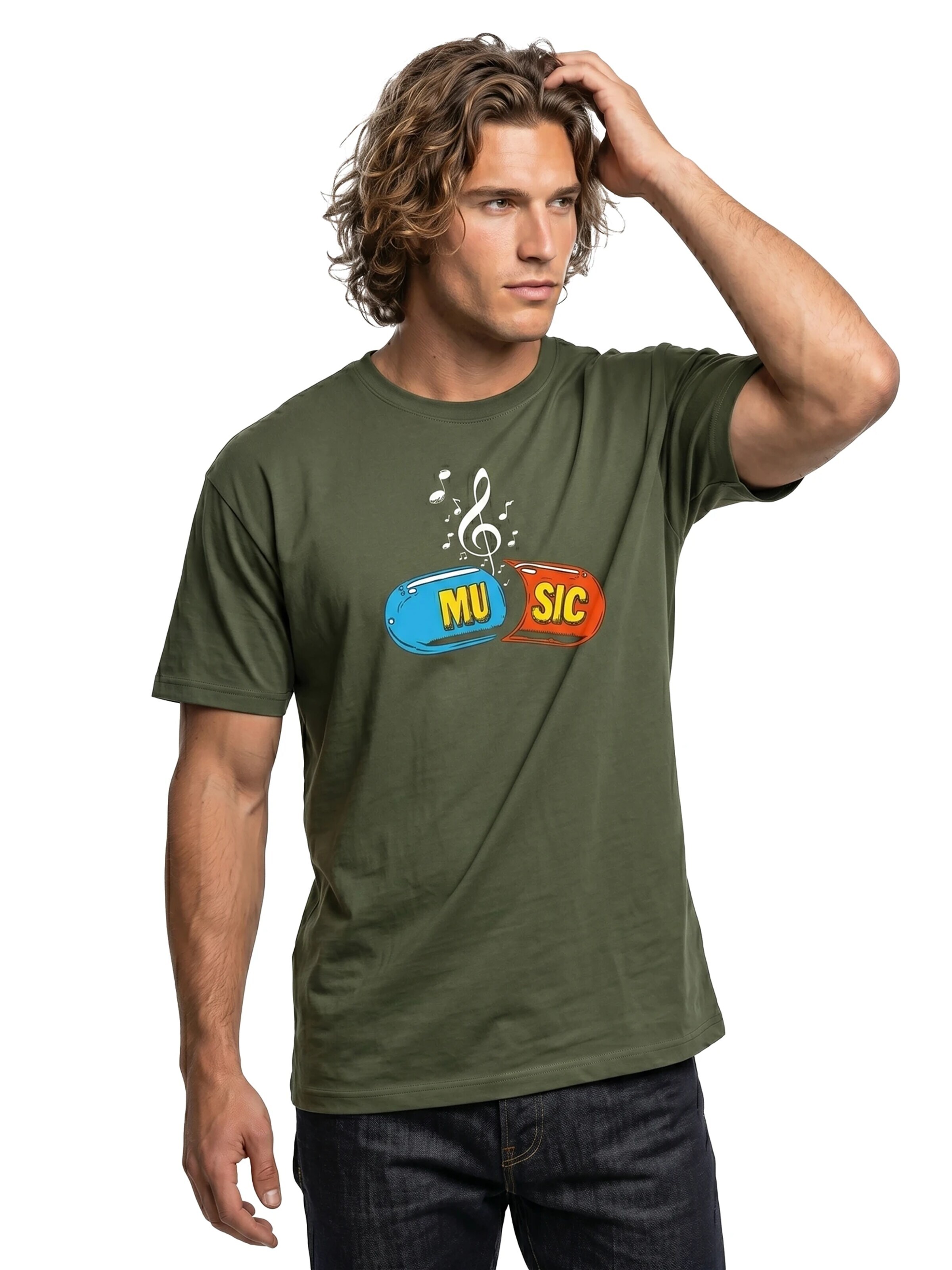 MAKAYA Shirt 'Music Pill' in Green