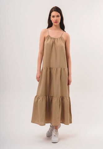 FRESHLIONS Sommerkleid 'Jeanna' in Braun: Vorderseite