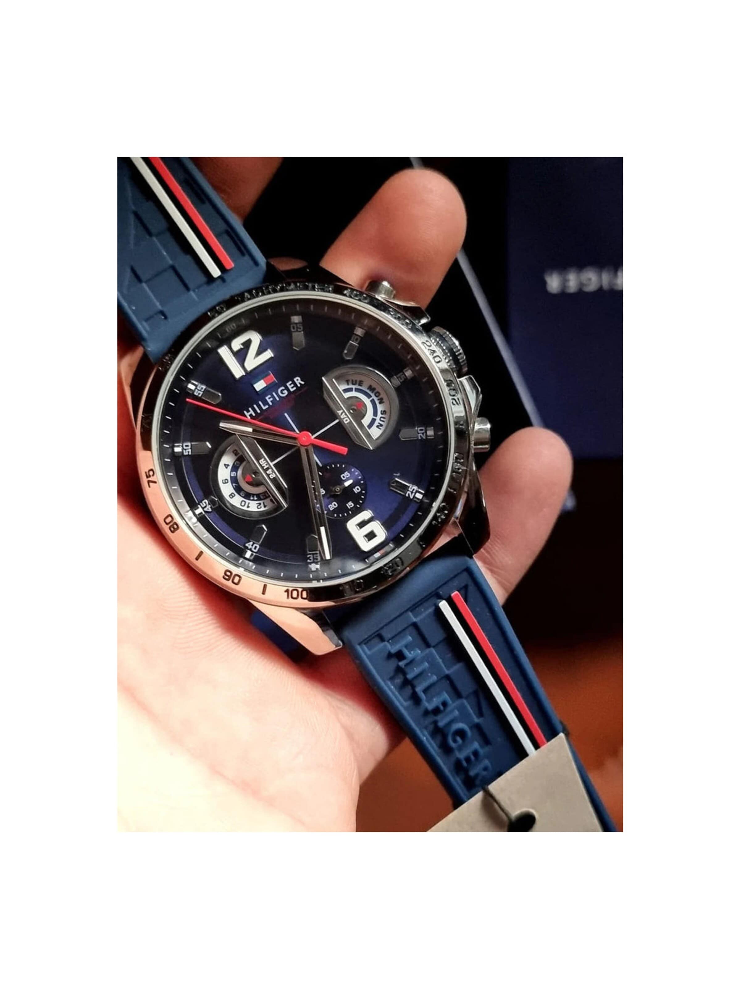 TOMMY HILFIGER Analoguhr 'Montre Homme Tommy Hilfiger Bleu Decker 1791476 Analogique Multifonction'‌‌‌‌‌‌‌‌ in Blau