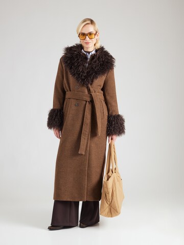 Monki Between-seasons coat in Brown: front