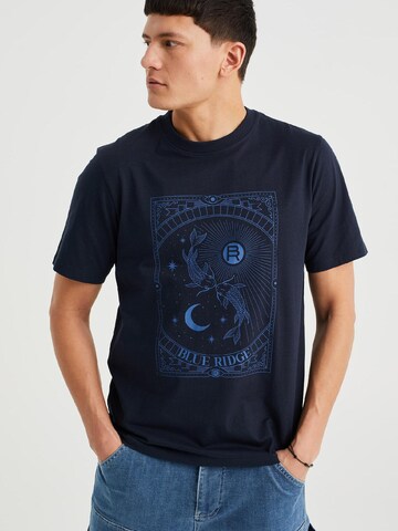 Tricou de la WE Fashion pe albastru: față