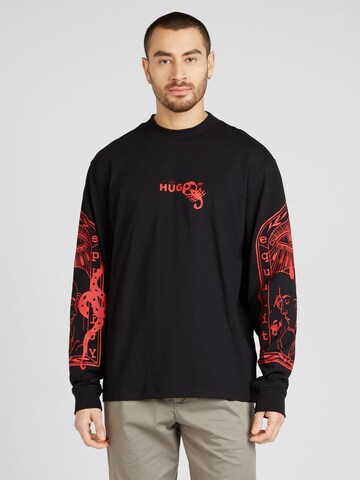 HUGO - Camiseta 'Dequaliom' en negro: frente