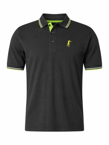 Boxeur des Rues - Camiseta 'Herren Poloshirt Boxeur des Rues aus Piqué-Baumwolle, Anthrazit, Limettengrüne Akzente' en gris: frente