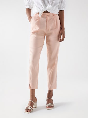Salsa Jeans Slimfit Bandplooibroek in Oranje: voorkant