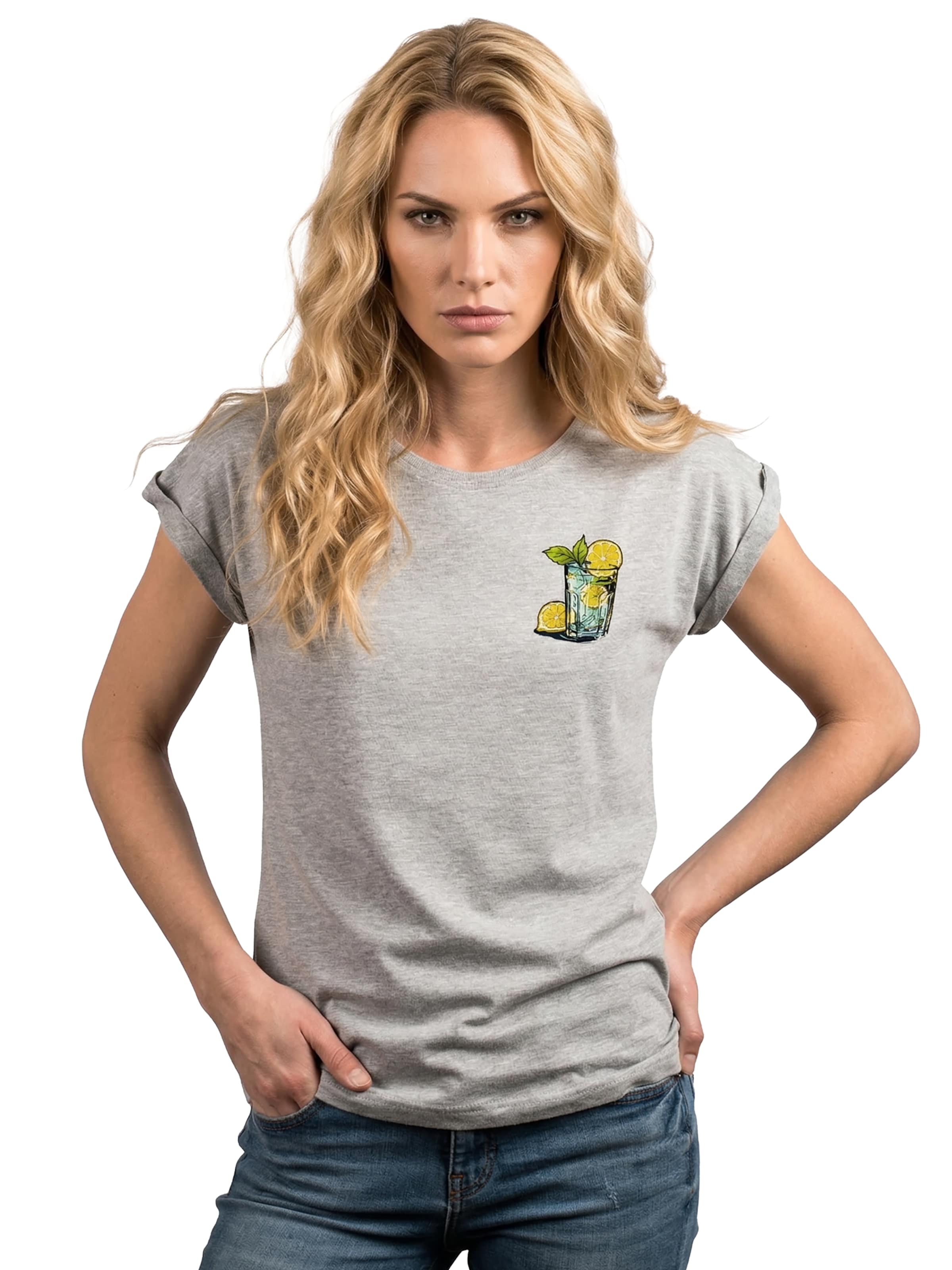 MAKAYA Shirt 'Gin Tonic' in Grey: front