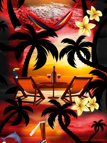 Hawaiihemdshop.de Regular fit Overhemd 'Paradise Night' in Zwart