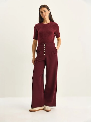 Bianco Lucci Wide leg Bandplooibroek in Rood