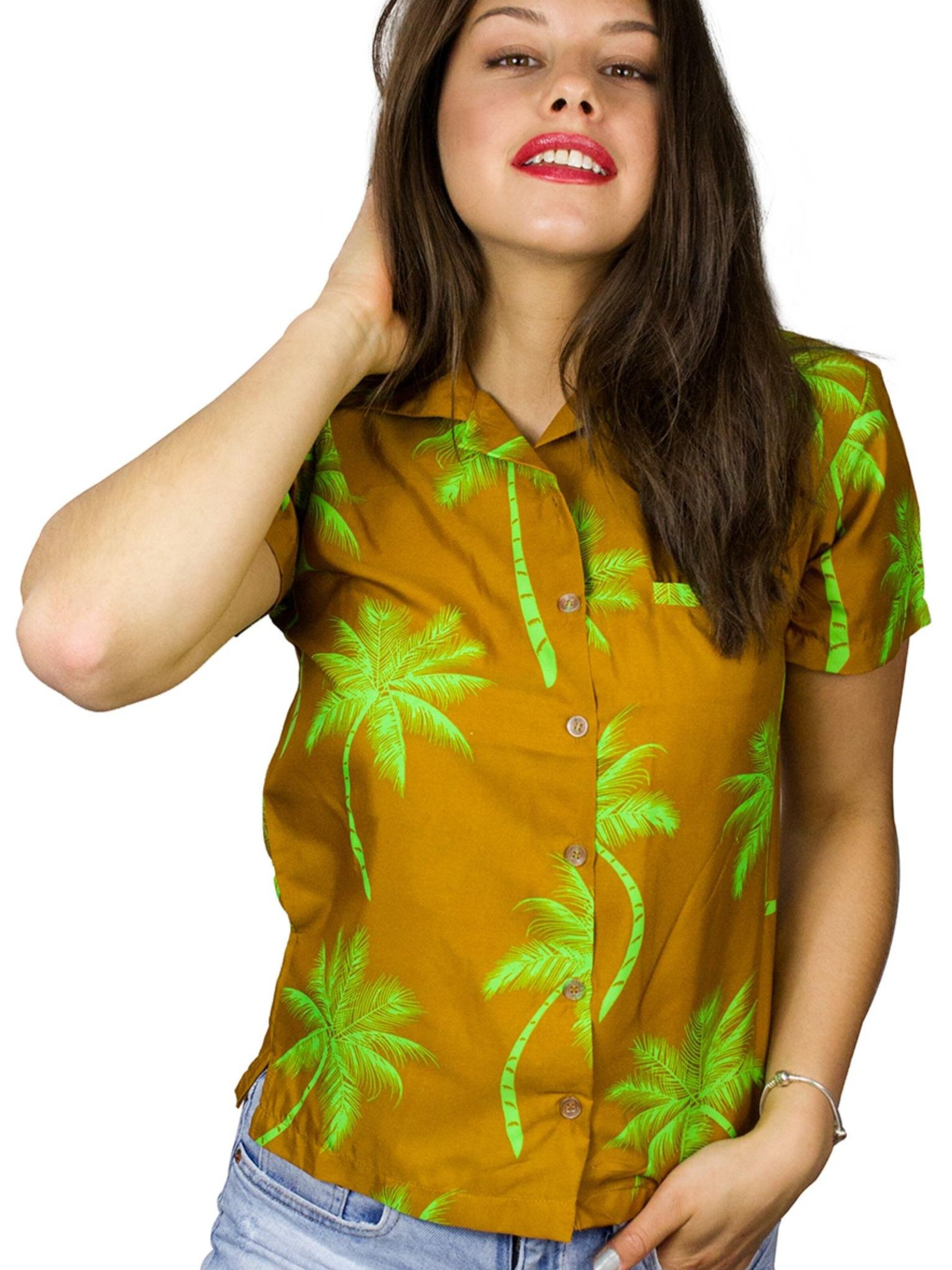 King Kameha Bluse 'Palmshadow'‌‌‌‌‌‌ in Gelb