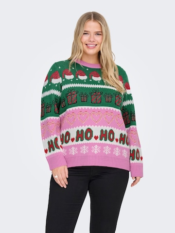 ONLY Carmakoma Trui 'HOHO' in Roze: voorkant