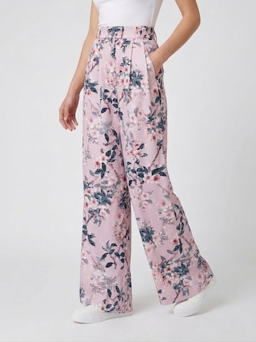 WHITE RVBBIT Wide Leg Bukser med lægfolder 'Orchidee' i pink: forside