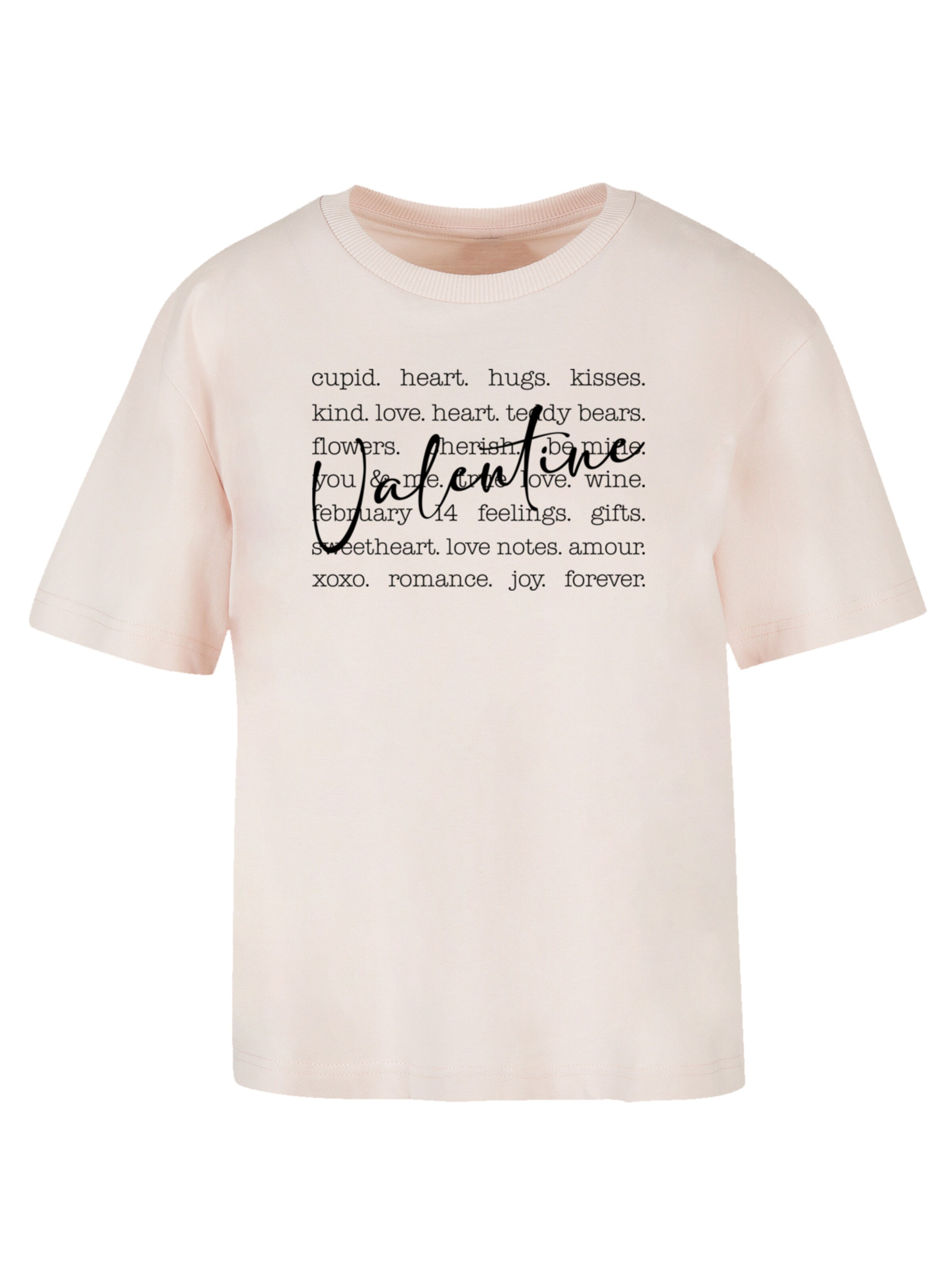 T-shirt 'Valentine Herz Hugs Kisses Love Flowers Joy' F4NT4STIC en rose : devant