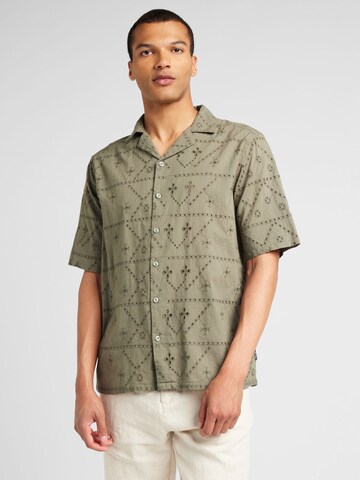 Only & Sons Comfort fit Button Up Shirt 'ARON' in Green: front
