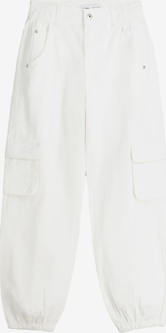 Pantalon cargo Bershka en blanc : devant