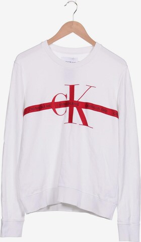 Calvin Klein Jeans Sweatshirt & Zip-Up Hoodie in L in White: front