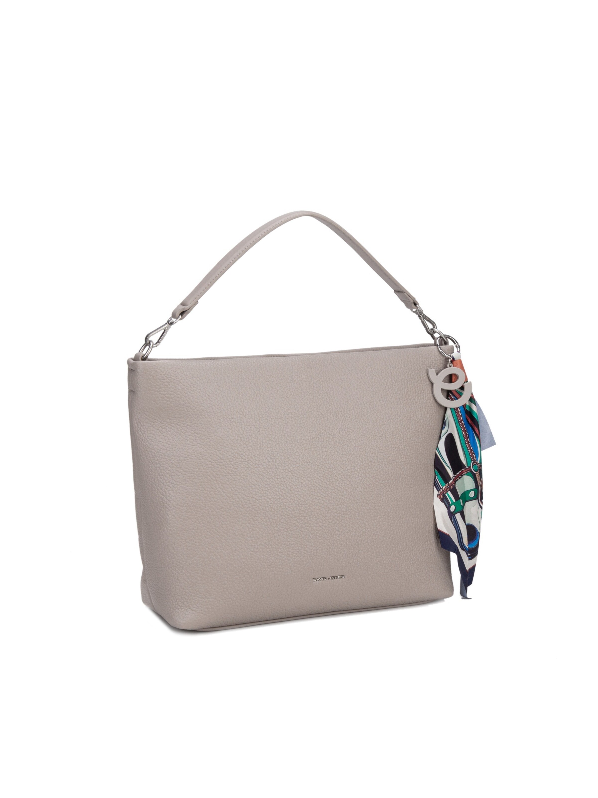 Borsa a spalla 'Borsa Hobo David Jones con Foulard Multicolore e Charm' di David Jones in grigio: frontale
