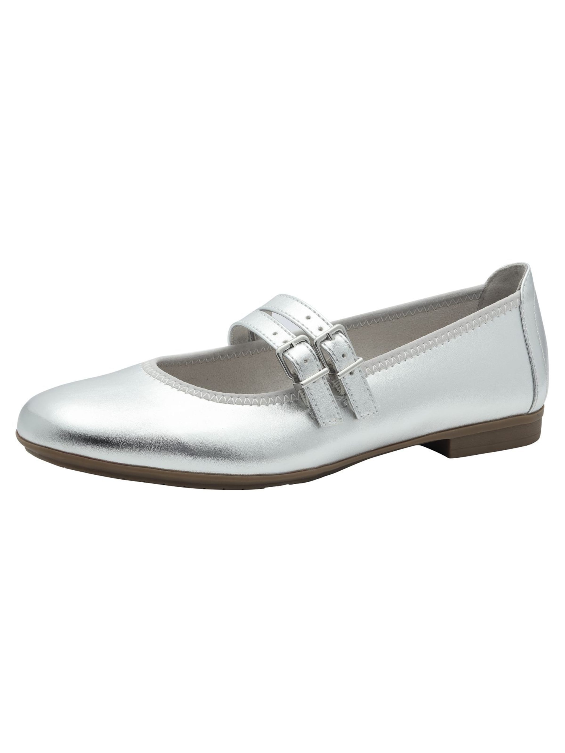 JANA Ballerina met riempjes in Zilver: voorkant