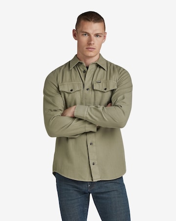 G-Star RAW Slim fit Button Up Shirt in Green: front