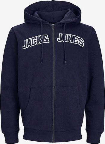 JACK & JONES Zip-Up Hoodie 'ROUX' in Blue: front