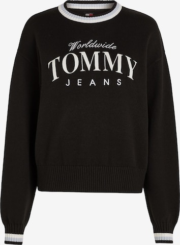 Tommy Jeans - Pullover 'Varsity' em preto: frente