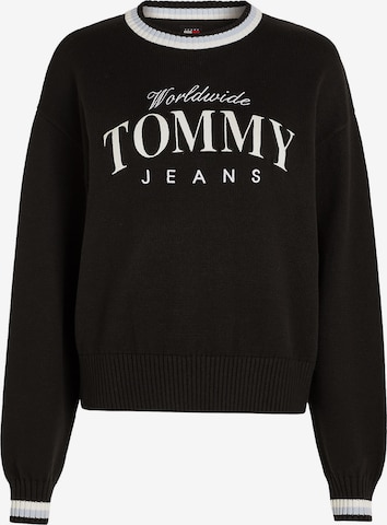 juoda Tommy Jeans Megztinis 'Varsity': priekis