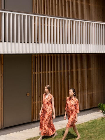 Pink Label Zomerjurk 'BEACHWEAR LONG AZTEC' in Oranje