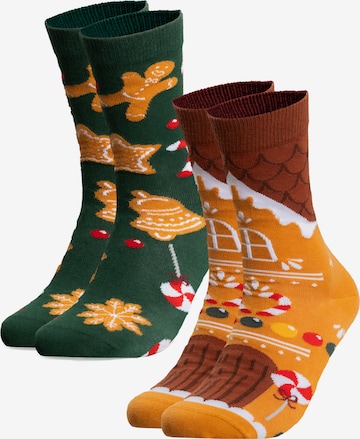 Occulto Socks 'Santa' in Brown: front
