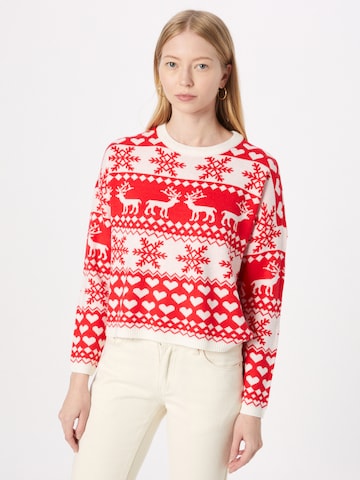 ONLY Sweater 'XMAS' in Red: front