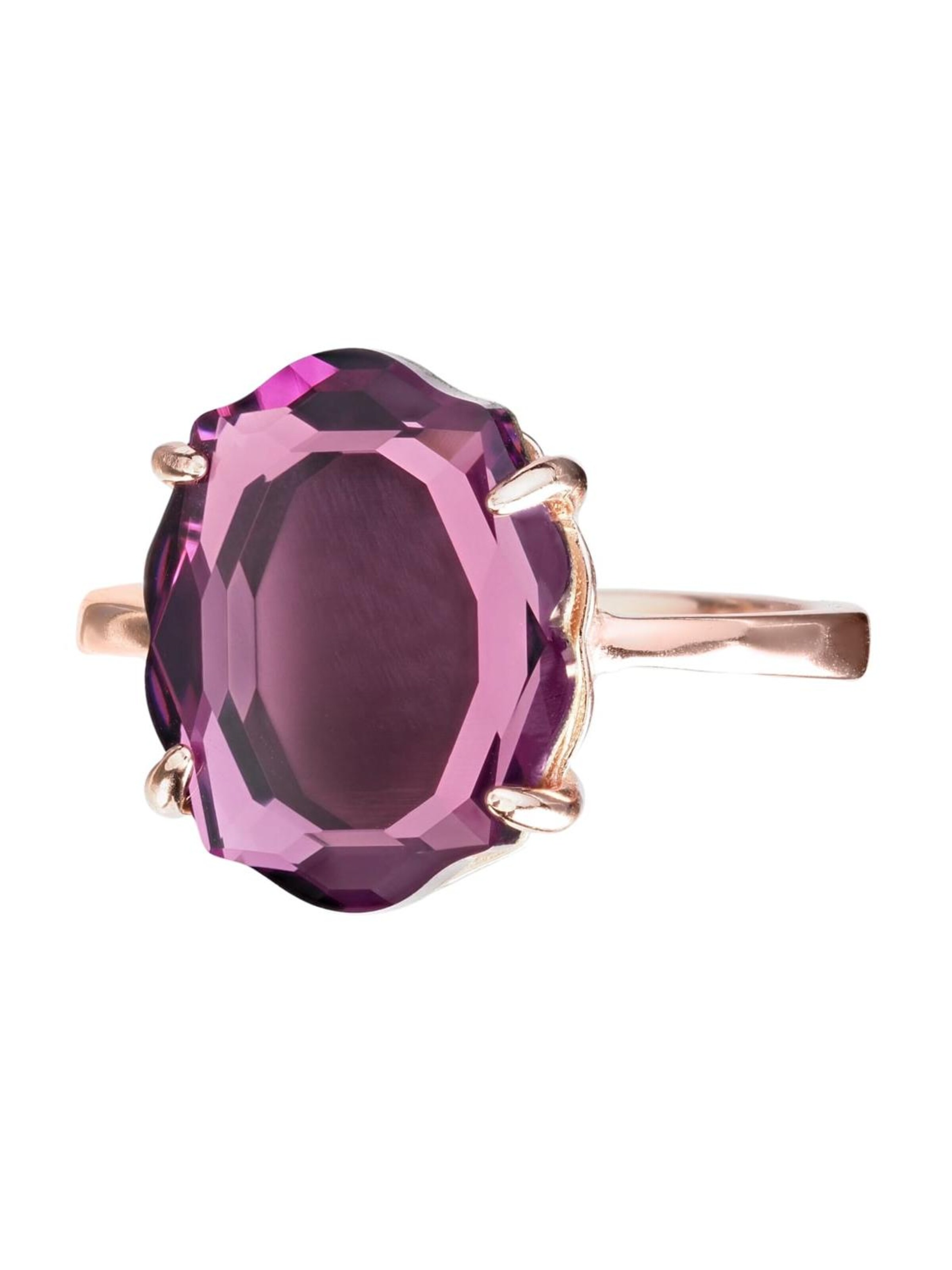 THE GEM STORIES JEWELRY - Anillo 'Amethyst Baroque Ring – Rose Gold Plated' en lila