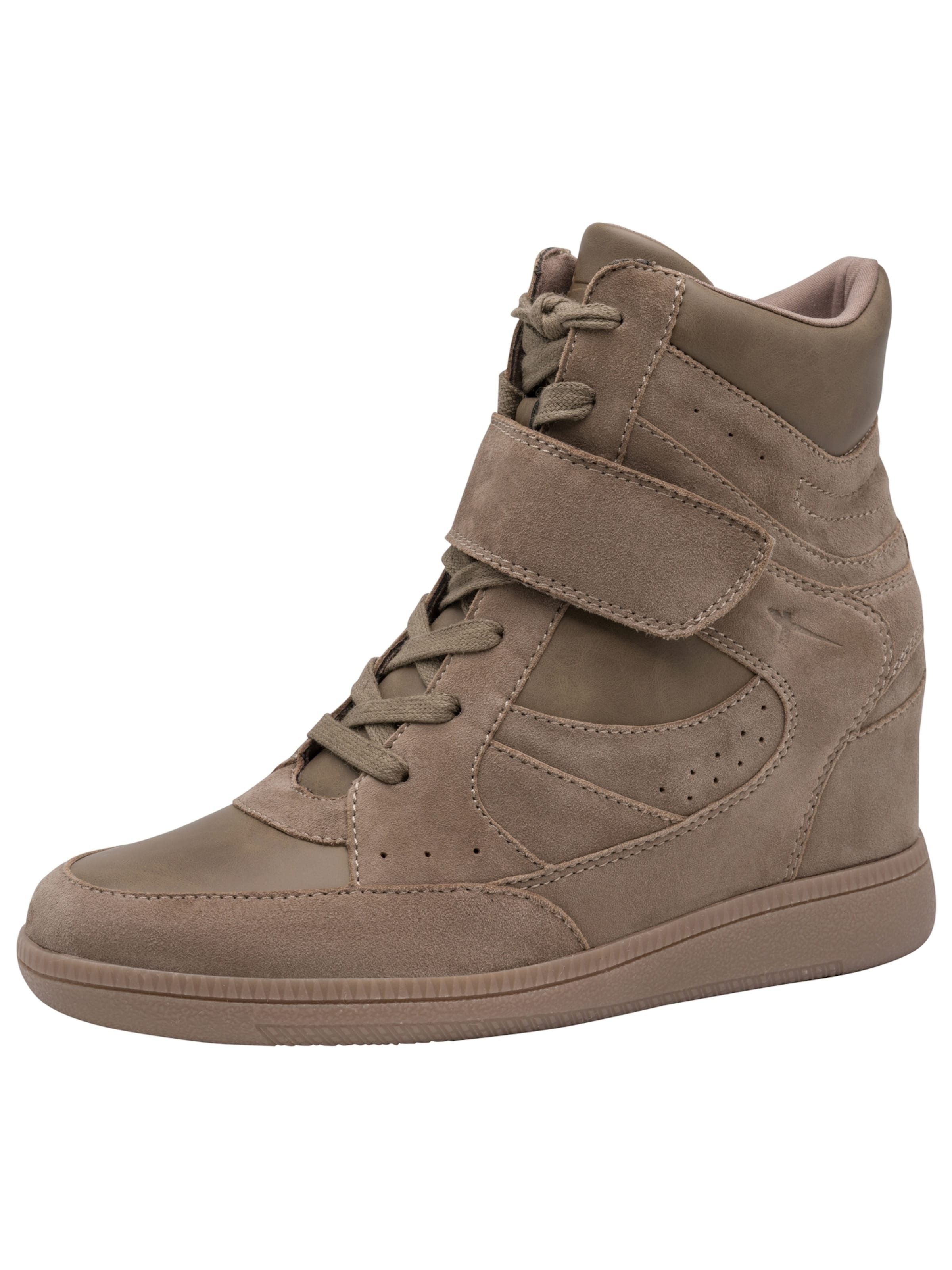 Baskets hautes Tamaris en beige : devant