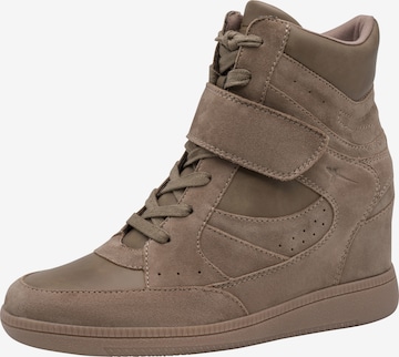 Baskets hautes Tamaris en beige : devant