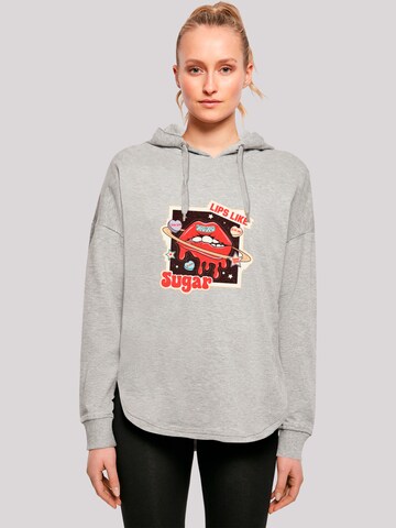 F4NT4STIC Sweatshirt 'Lips like sugar retro fashion Valentinstag' in Grey: front