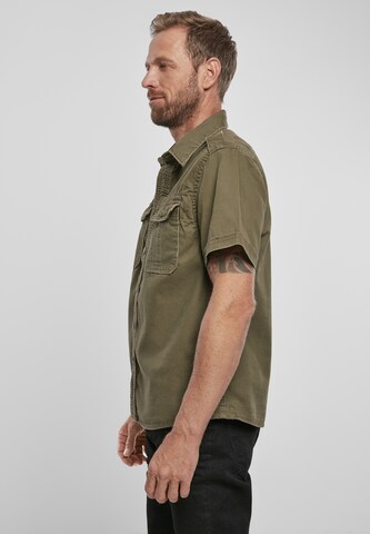Brandit Comfort fit Button Up Shirt in Green