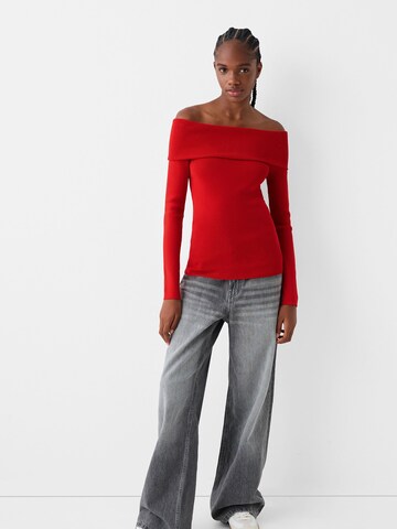 Pull-over Bershka en rouge