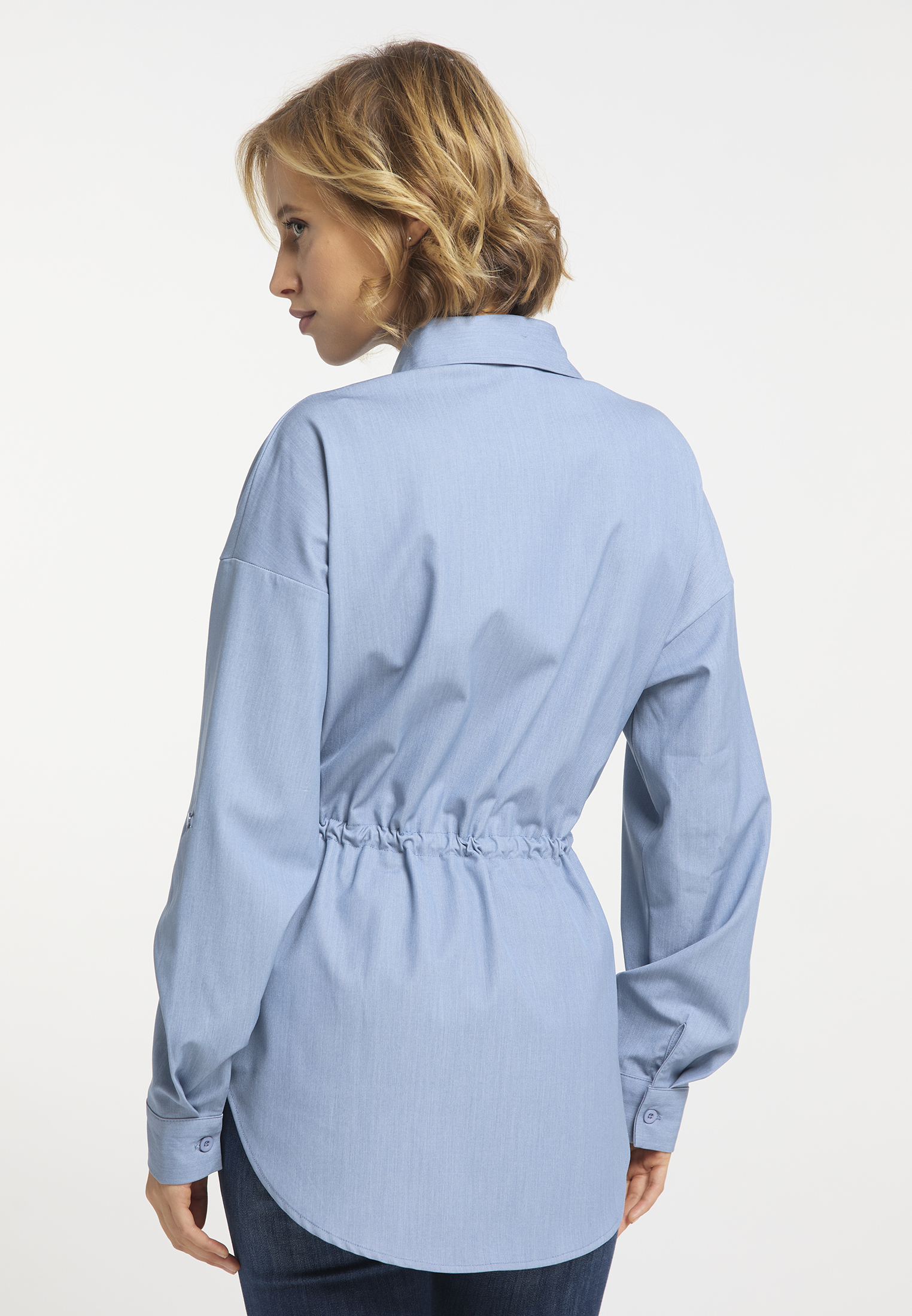 Taglie comode Abbigliamento usha BLUE LABEL Camicia da donna in Blu Chiaro 