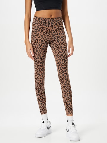 NIKE Skinny Sportbroek in Bruin: voorkant