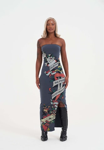 Ed Hardy Jurk in Grijs: voorkant