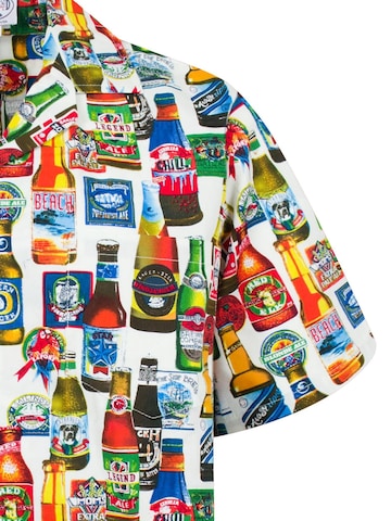 Pacific Legend Regular fit Button Up Shirt 'Bierflaschen Allover' in White