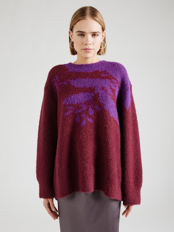 Warehouse - Pullover 'Holly Christmas' em vermelho: frente