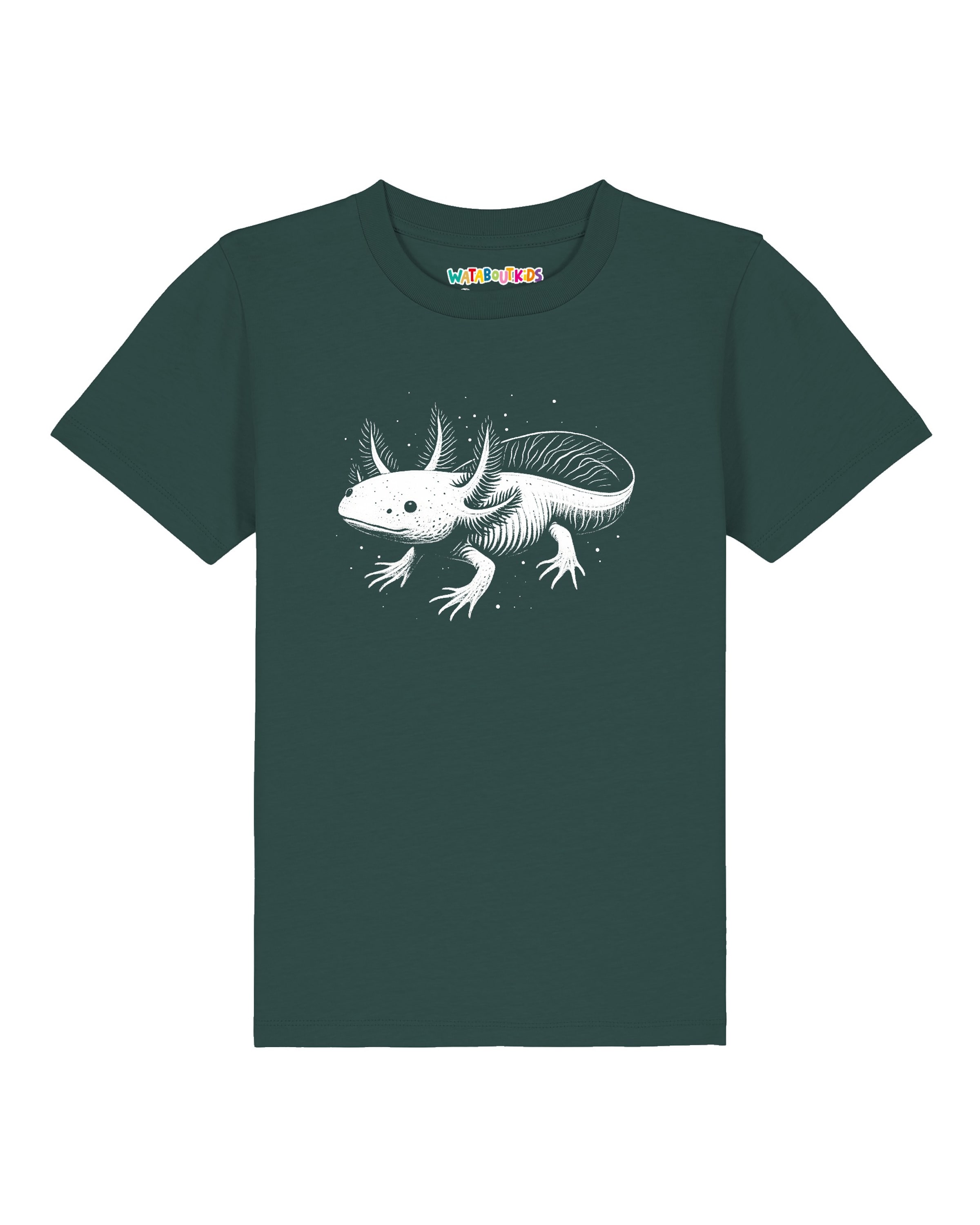 watabout.kids Shirt 'Axolotl' in 104 in de kleur Donkergroen / Wit, Productweergave