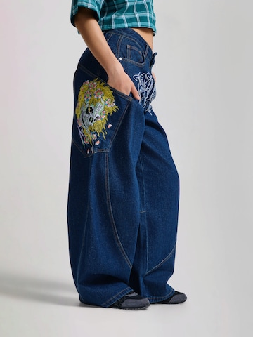 Ed Hardy Loosefit Jeans 'Gothic Skull' in Blau