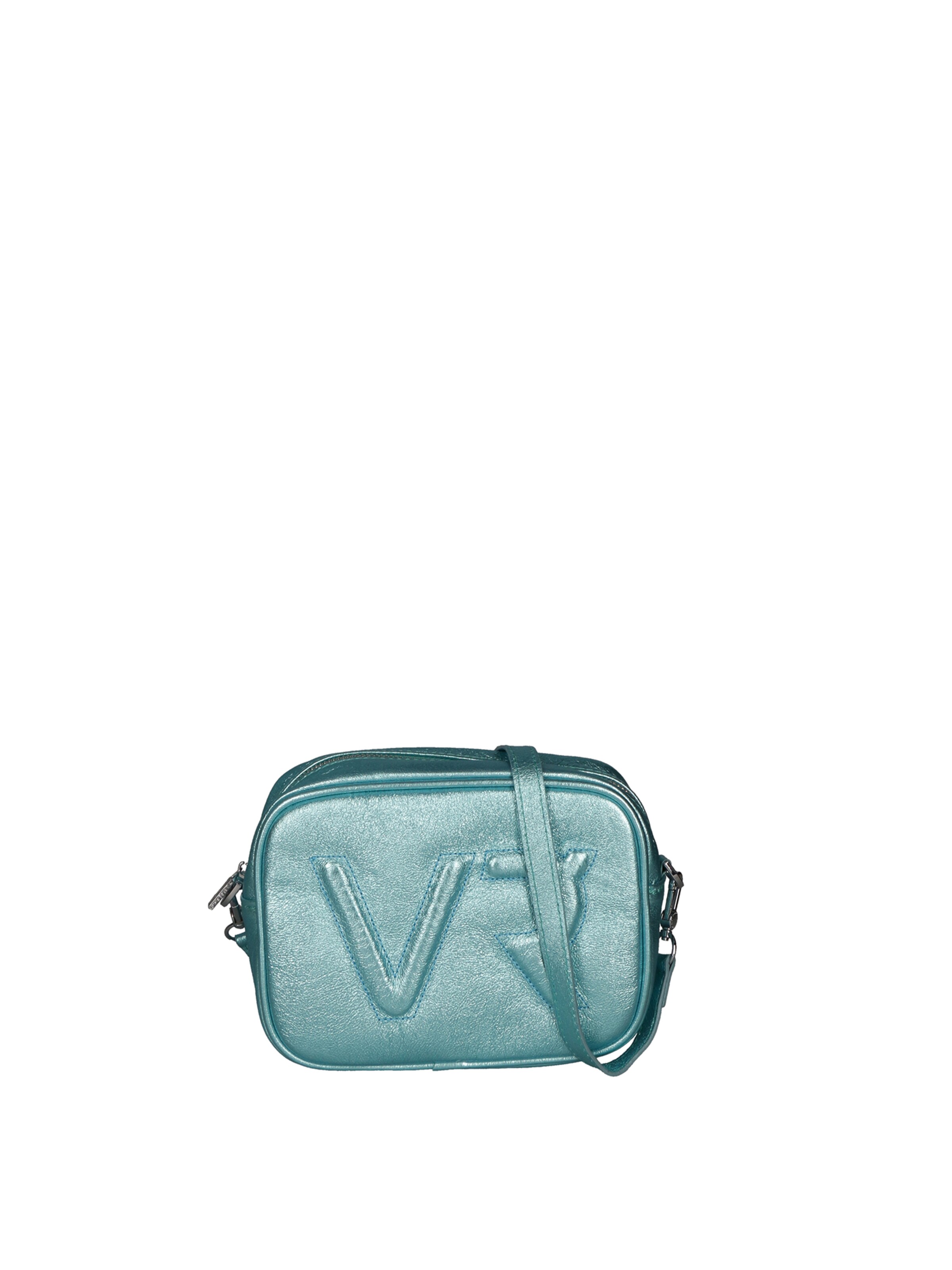 Borsa a tracolla 'Borsa a Tracolla Donna Pelle Laminata con Zip' di Virginia Rhinè in blu: frontale