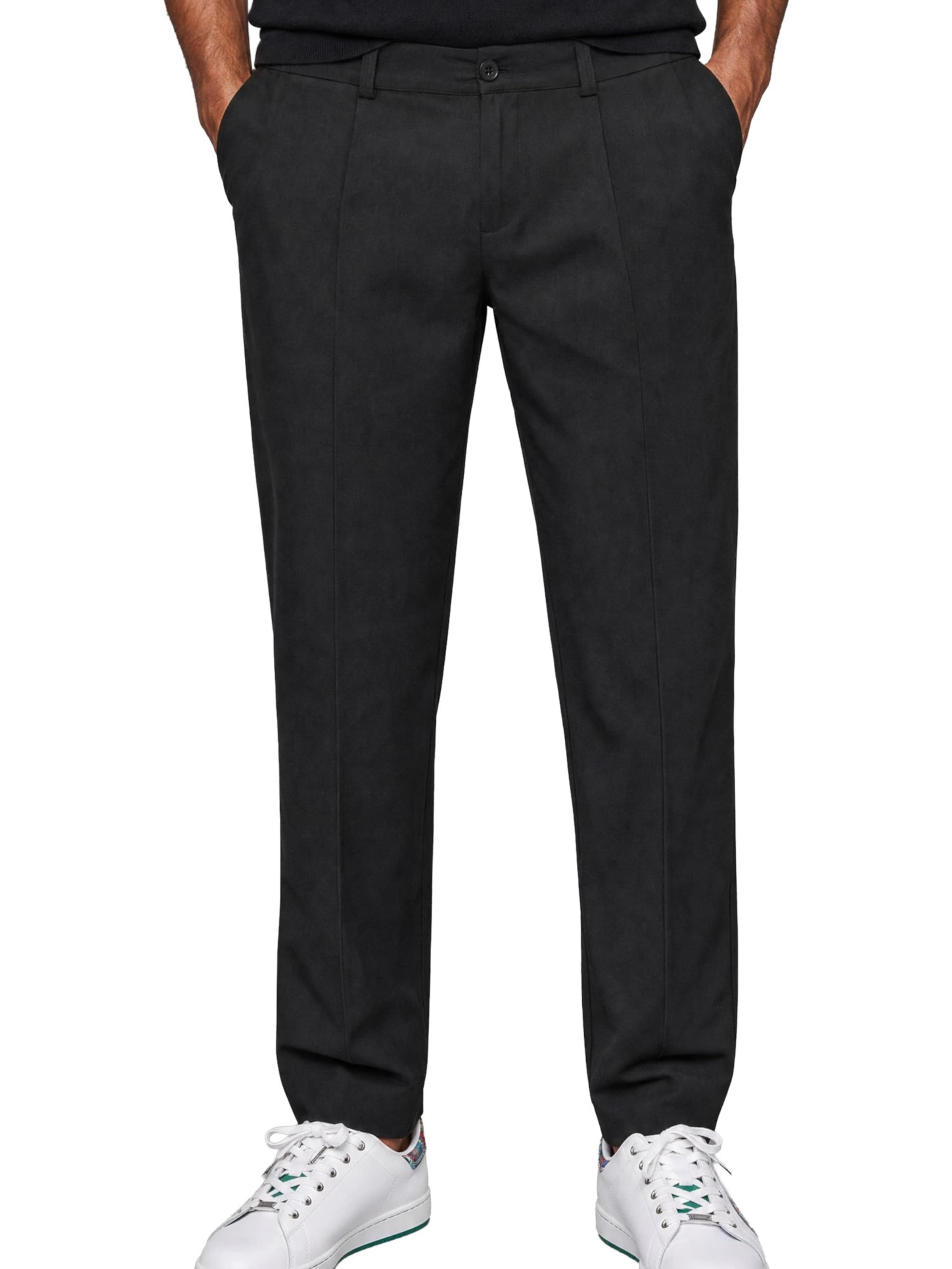 Coupe slim Pantalon à pince ' Fruet ' Carlo Colucci en noir : devant
