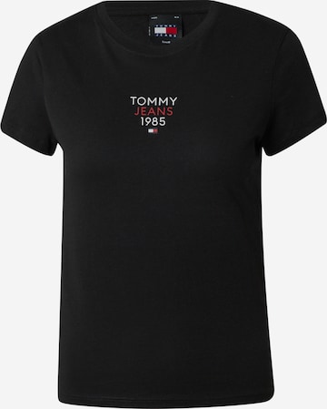 Tommy Jeans Тениска 'ESSENTIAL' в черно: отпред