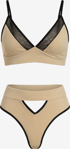 C&City T-Shirt Underwear Set in Beige: Vorderseite