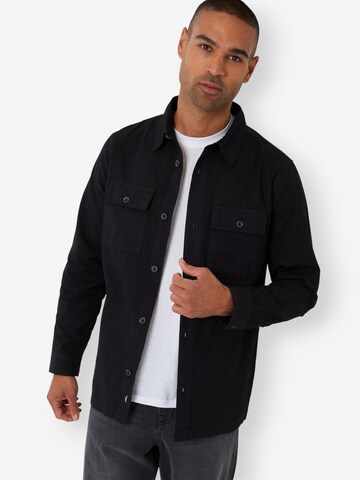Threadbare Regular Fit Hemdjacke 'Ministry' in Schwarz: Vorderseite