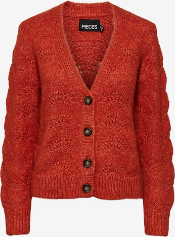 PIECES Knit Cardigan 'Bibbi' in Red: front